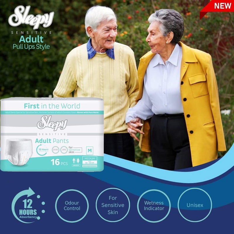 Sleepy Sensitive Adult Pants - Medium (80-120 CM) - 32 Count - Unisex Pull-Up Diapers for Sensitive Skin - Image 5